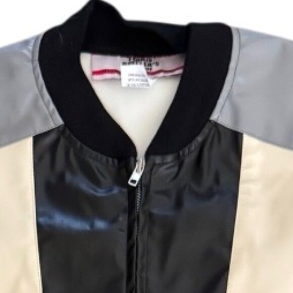 Men's Black and Cream Bomber Jacket - Picture 3 of 6